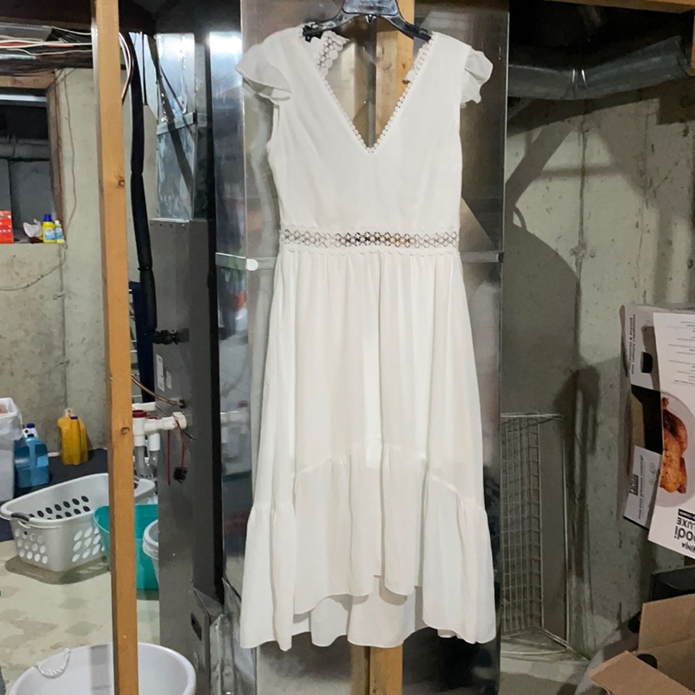 White dress with open back